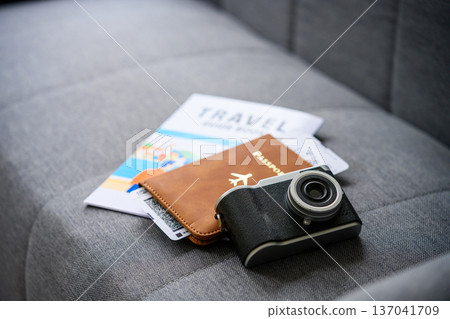 Still life of travel preparation items Still life of travel preparation items 137041709