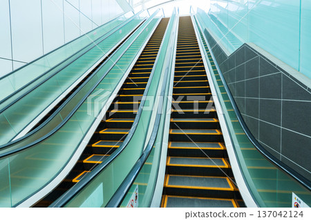 Escalator at Yumeshima Station in Osaka City Escalator at Yumeshima Station in Osaka City 137042124