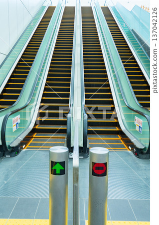 Escalator at Yumeshima Station in Osaka City Escalator at Yumeshima Station in Osaka City 137042126