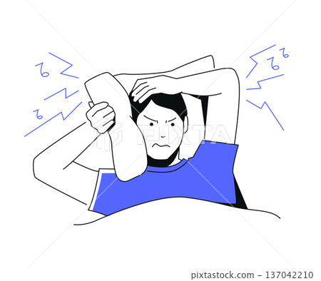 Male Struggling to Sleep - colorful flat design illustration 137042210