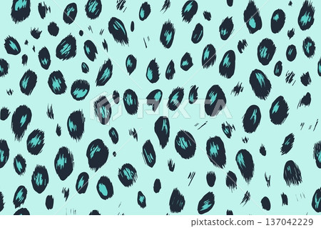 Abstract doodle pattern with snow leopard. Vector seamless background Abstract doodle pattern with snow leopard. Vector seamless background 137042229