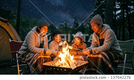 Families, couples, friends and groups enjoying camping 137042276