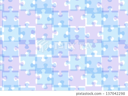 Blue jigsaw puzzle seamless pattern Blue jigsaw puzzle seamless pattern 137042298