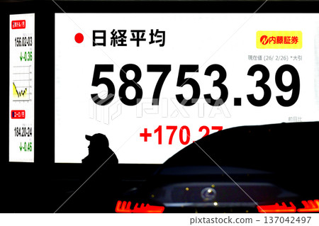 Tokyo Cityscape in Japan hits record high of 58,753 yen 39 yen stock price/closing price. Temporarily reached the 59,000 yen range for the first time on February 26th Tokyo Cityscape in Japan hits record high of 58,753 yen 39 yen stock price/closing price. Temporarily reached the 59,000 yen range for the first time on February 26th 137042497