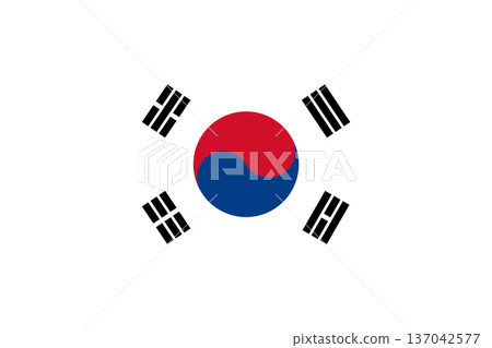 South Korean Flag Taegeukgi On White Background National Symbol Of Korean Unity And Heritage 137042577