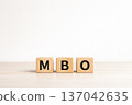 MBO (Management Buyout) business concept wooden block and blank background 137042635