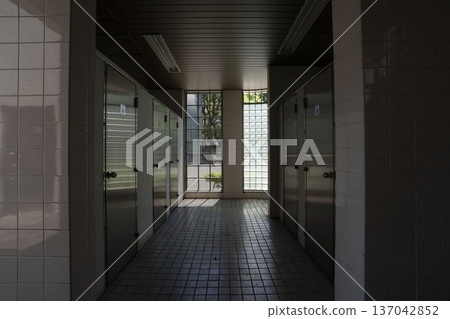 Public toilets in parks, dimly lit public restrooms 137042852
