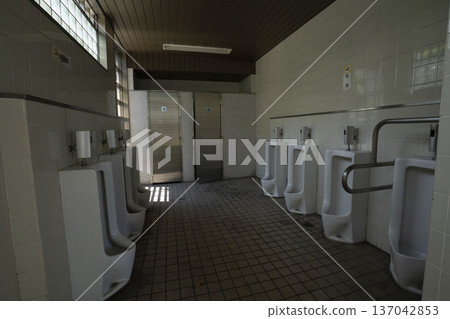 Public toilets in parks, dimly lit public restrooms 137042853