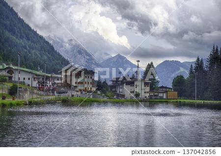 Madonna di Campiglio city lake, Trentino Alto Adige, Italy Madonna di Campiglio city lake, Trentino Alto Adige, Italy 137042856