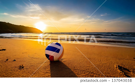 Volleyball on the sand of a tropical beach 137043038