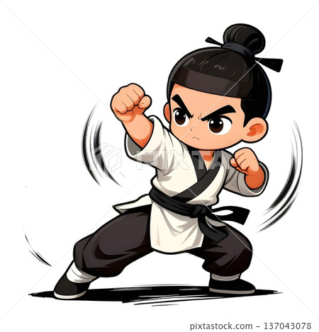 KUN-FU young fighter, graphic style, traditional color dress, in fighting pose. KUN-FU young fighter, graphic style, traditional color dress, in fighting pose. 137043078