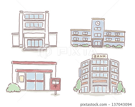 建築插圖集(政府機關、郵局、學校、銀行) 建築插圖集(政府機關、郵局、學校、銀行) 137043094