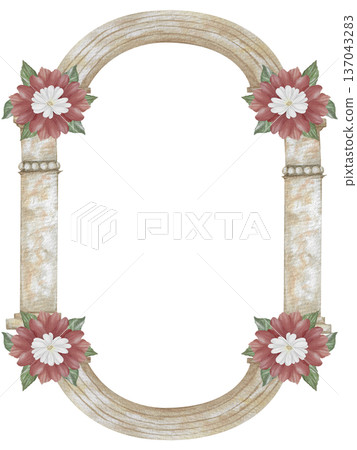 Watercolor illustration Wedding collection Frame with flowers and arch Hand drawing Watercolor illustration Wedding collection Frame with flowers and arch Hand drawing 137043283