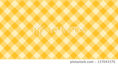 Simple diagonal yellow buffalo check seamless vector pattern for fabric designs for kitchen and restaurant products and backgrounds, tablecloth textiles 137043370