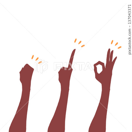 Hand signs, fist, index finger, OK sign, silhouette Hand signs, fist, index finger, OK sign, silhouette 137043371