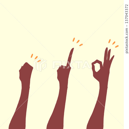 Hand signs, fist, index finger, OK sign, silhouette 137043372