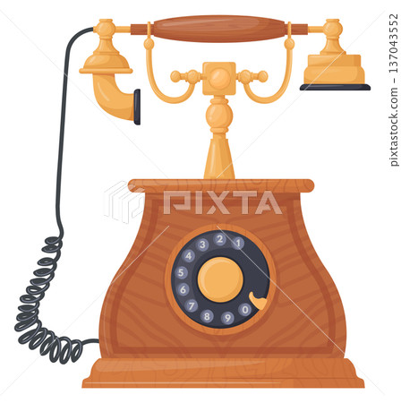 Vintage rotary telephone cartoon icon. Antique phone Vintage rotary telephone cartoon icon. Antique phone 137043552