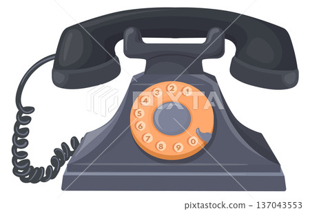 Vintage disk phone. Rotary retro device icon Vintage disk phone. Rotary retro device icon 137043553