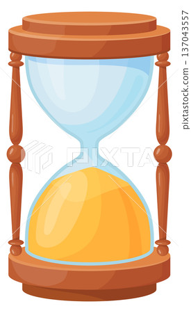 Cartoon sand clock icon. Countdown end symbol 137043557