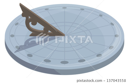 Sundial clock. Antique time measure device icon Sundial clock. Antique time measure device icon 137043558