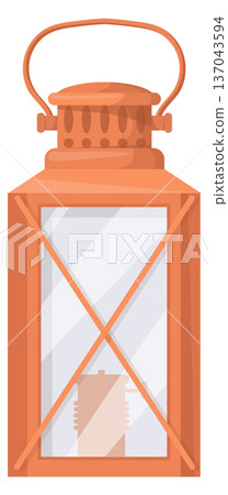 Garden lantern. Rusty traditional rural barn lamp 137043594