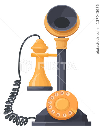 Victorian style phone. Aged historic device icon 137043686