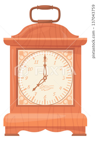 Vintage clock with roman numeral face cartoon icon 137043759