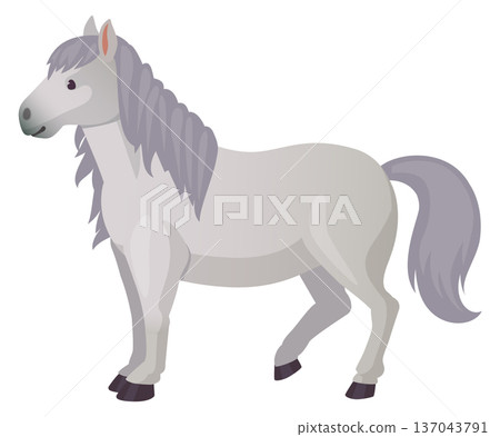 White pony cartoon character. Farm pet icon White pony cartoon character. Farm pet icon 137043791