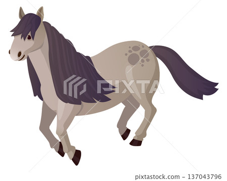 Running pony. Fast horse character. Cartoon animal 137043796