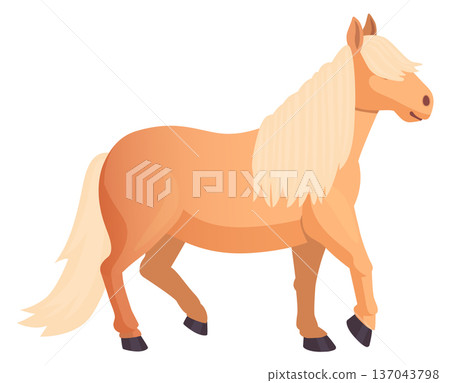 Cute pony with long hair bang close eyes 137043798