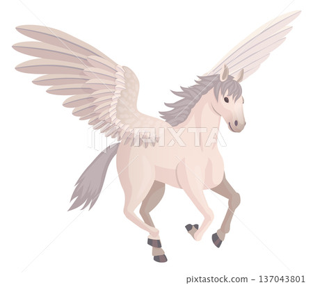 Legendary beast character. Flying horse cartoon icon Legendary beast character. Flying horse cartoon icon 137043801