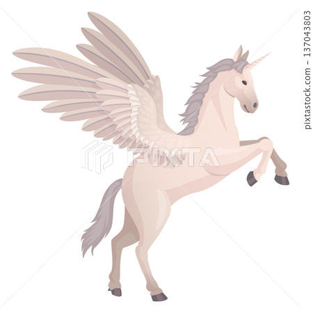 Ancient mythical animal icon. Rearing pegasus character 137043803