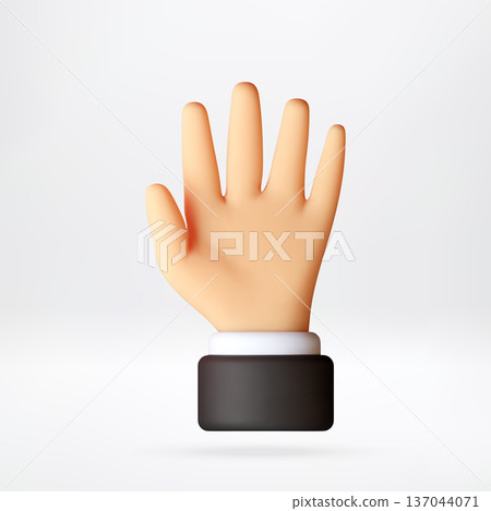 3d cartoon male hand showing palm gesture 3d cartoon male hand showing palm gesture 137044071