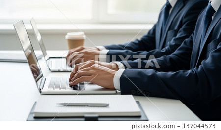 The hands of a business person operating a laptop in the office The hands of a business person operating a laptop in the office 137044573