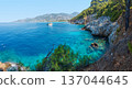 Unbelievable seascape with rocky coast and beach views in Turkey, Alanya. Blue clean sky, turquoise sea water and beautiful bay.  137044645