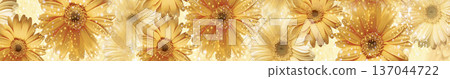 Bright panoramic collage of yellow gerbera daisies with bokeh sparkles Bright panoramic collage of yellow gerbera daisies with bokeh sparkles 137044722