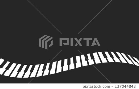 深色背景上的波浪形鋼琴鍵音樂圖片背景 137044848