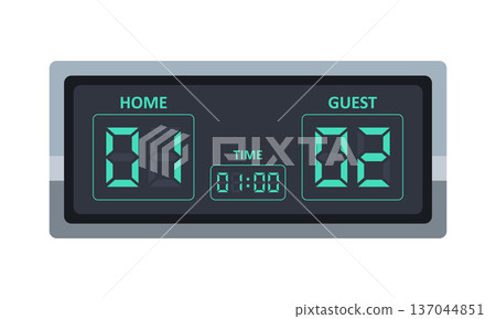 Scoreboard display illustration made up of digital numbers 137044851