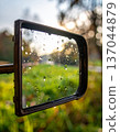 rain drops on car windshield with green trees 137044879