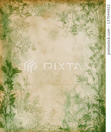 Vintage Green Botanical Background With Soft Herbal Natural Journal Texture 137044922
