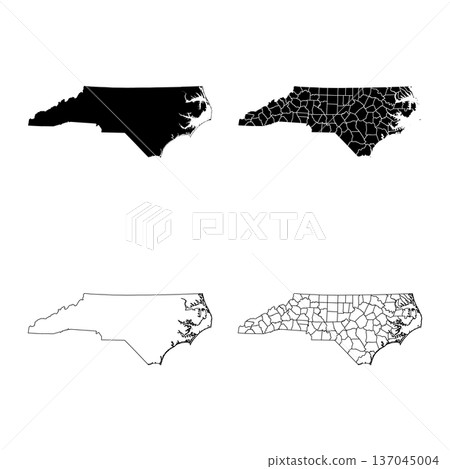North Carolina State Outline and Solid Fill Map Set. 137045004