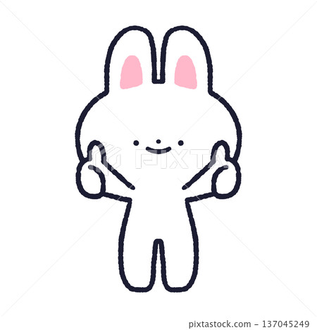 Rabbit giving thumbs up with both hands 137045249