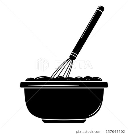 A whisk for beating dough with a wooden handle, an isolated vector illustration on a white background. A whisk for beating dough with a wooden handle, an isolated vector illustration on a white background. 137045302