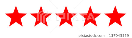 Five Red Stars Perfect Rating Icon 137045359