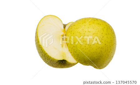 Cross section of green apple macro photography transparent background material Cross section of green apple macro photography transparent background material 137045570