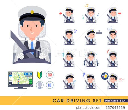 一群男性司機正在駕駛汽車。駕駛座。 一群男性司機正在駕駛汽車。駕駛座。 137045639