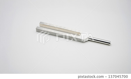 白色背景上的音叉DNA調諧器的微距照片 137045700