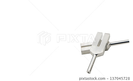 Tuning fork tuner, macro photography, transparent background, metal healing tool Tuning fork tuner, macro photography, transparent background, metal healing tool 137045728