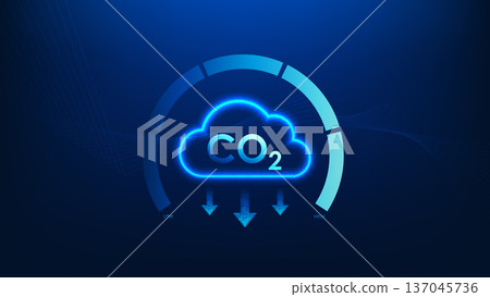 Green technology cloud with CO2 indicators and measurement levels, representing carbon monitoring, climate data analytics, environmental sustainability, emission control, and smart eco-friendly Green technology cloud with CO2 indicators and measurement levels, representing carbon monitoring, climate data analytics, environmental sustainability, emission control, and smart eco-friendly 137045736