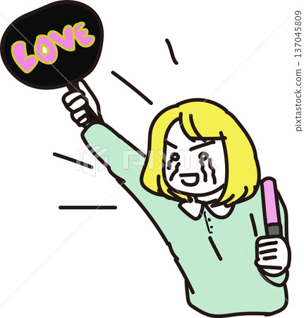 Illustration of a woman enjoying her favorite activity at a concert 137045809